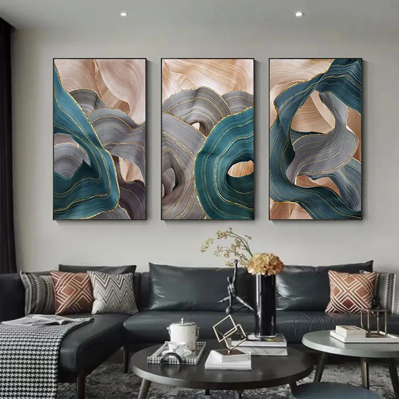 

Nordic Modern Abstract Luxury Ribbon Posters Printed Wall Photos for Living Room Bedroom Decoration Canvas Painting Art