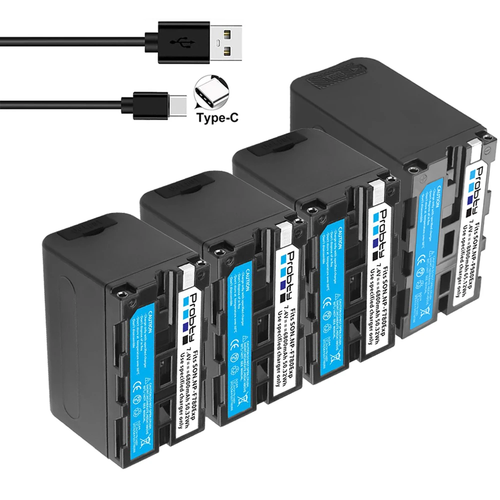 Probty 6800mAh/10800mAh NP-F980 NPF960 NPF970 аккумулятор с USB-выходом зарядки для Sony NP-F970 MC1500C