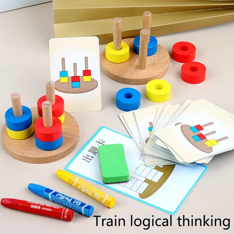 

Wooden Sorting Stacking Toys for Toddlers Color Recognition Puzzle Stacker Early Childhood Development Puzzle