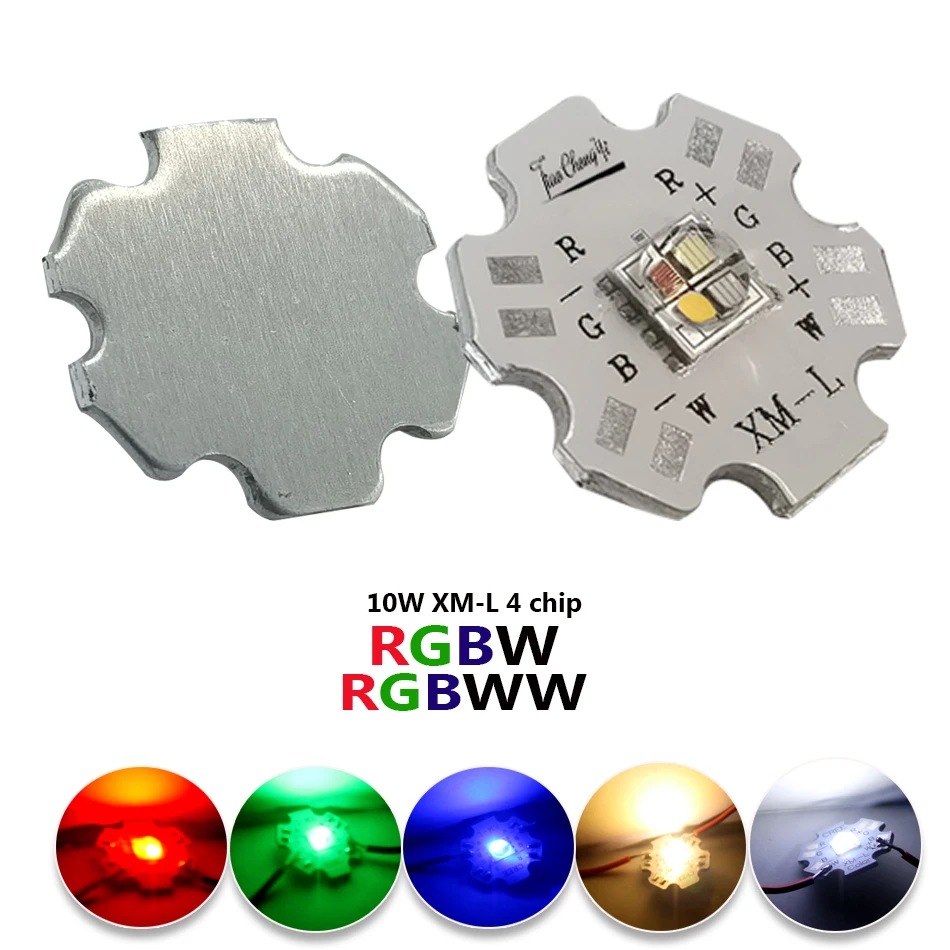

10 Вт RGB + белый RGB + теплый белый высокомощный светодиодный фотоизлучающий чип 5050 4 чипа с алюминиевой печатной платой 20 мм