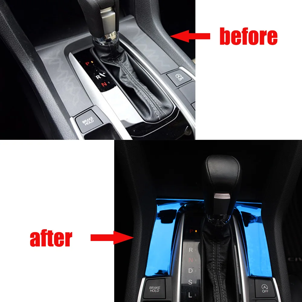 Stainless steel Car Accessories Gear Shift Panel Cover Sticker for Honda CIVIC 2016 2017 2018 2019 2020 2021 interior CarStyling |