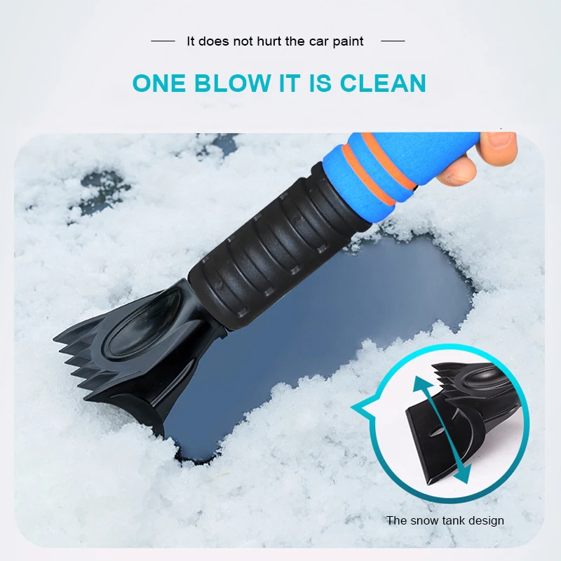 

Telescopic Adjustable Length Car Ice Scraper With Gloves Ice Snow Shovel Winter Easy To Carry Car Snow Rotating Brush Head