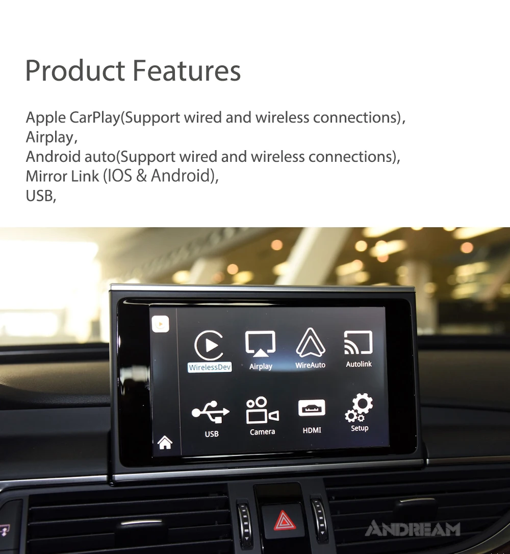 Беспроводной Apple Carplay Android авто интерфейс коробка для AUDI Q5 экран обновление