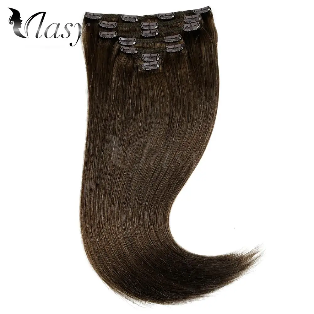 Vlasy, 20 дюймов, 7 шт./набор, Remy, на клипсах, для наращивания, бесшовные, прямые, двойные, на клипсах, человеческие волосы для наращивания, 130 г/шт., 16 клипсов