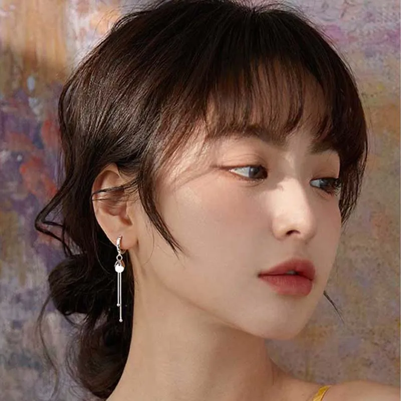 

XIAOBOACC Hoops Earring for Women S925 Silver Earrings Long Tassel Hanging Earrings 2021 Trend Jewelry