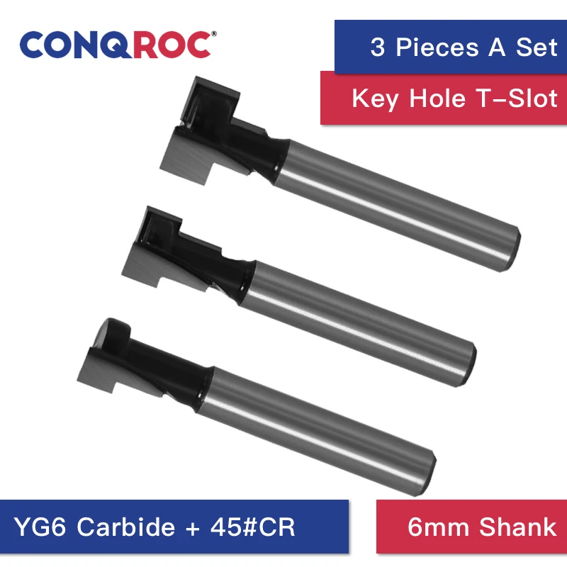 Набор фрез для резки комплект из 3 Т образных насадок с отверстием под ключ 6 мм