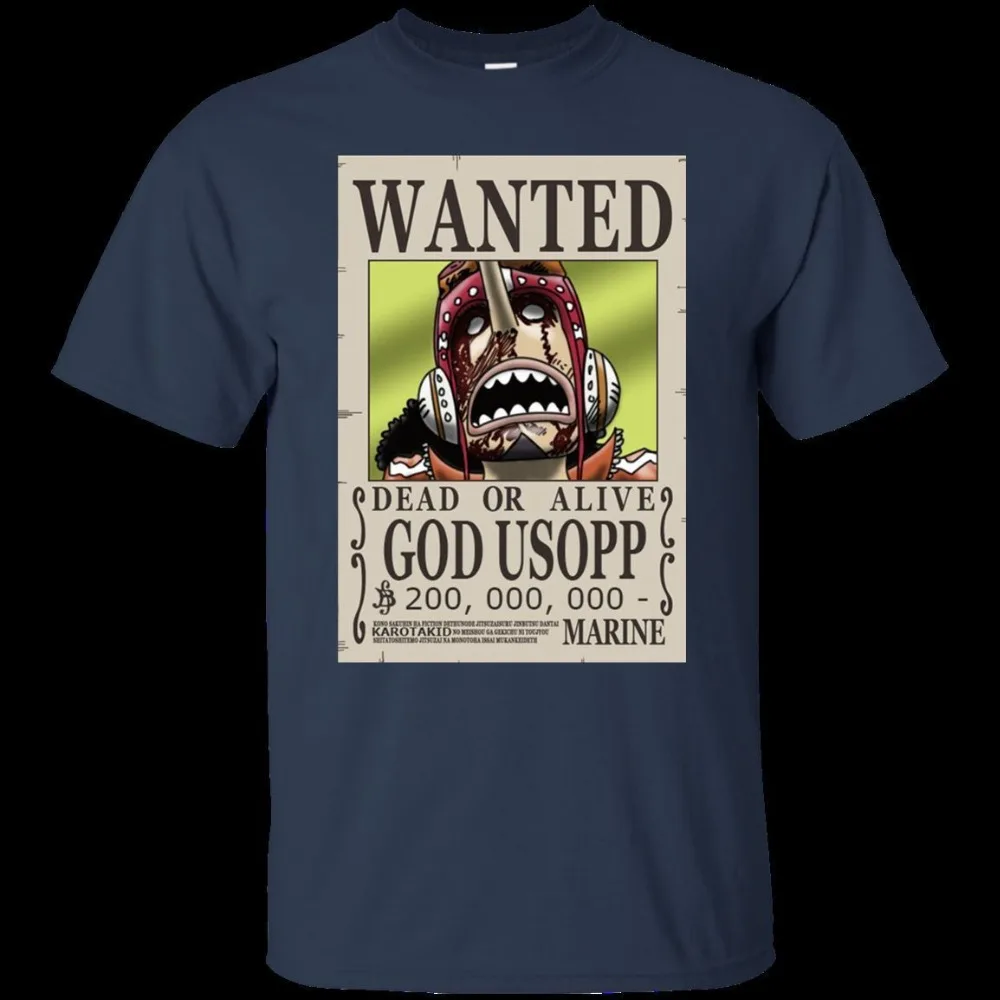 One piece Аниме God Usopp'S Wanted плакат Футболка рукав черный темно-синий лето 2019 100%