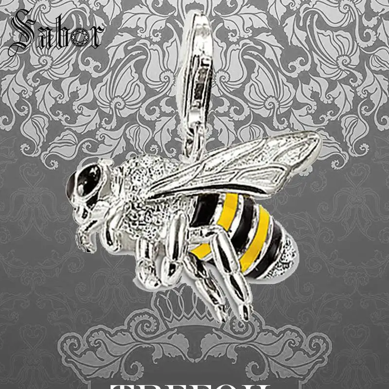 Эмаль Шмель пчела кулон модное ювелирное изделие серебряный цвет насекомое