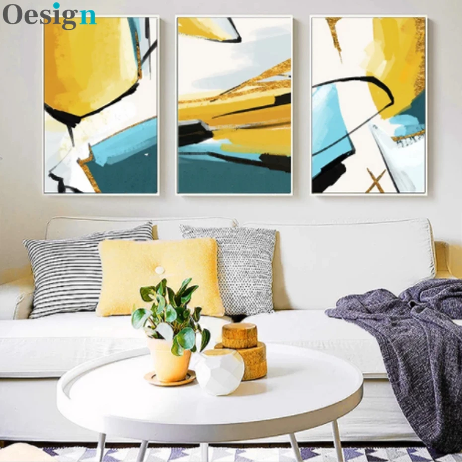 

Abstract Modern Colorful Geometric Pattern Canvas Painting Print Picture Nordic Poster Living Room Bedroom Home Decoration