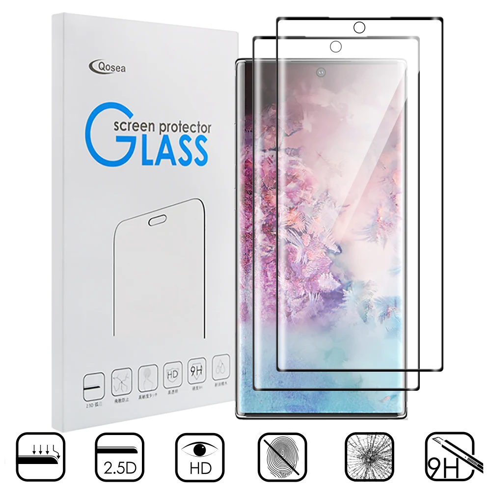 Qosea 2 шт Закаленное стекло протектор экрана телефона для Samsung Galaxy Note10 + Note20 9H 4D