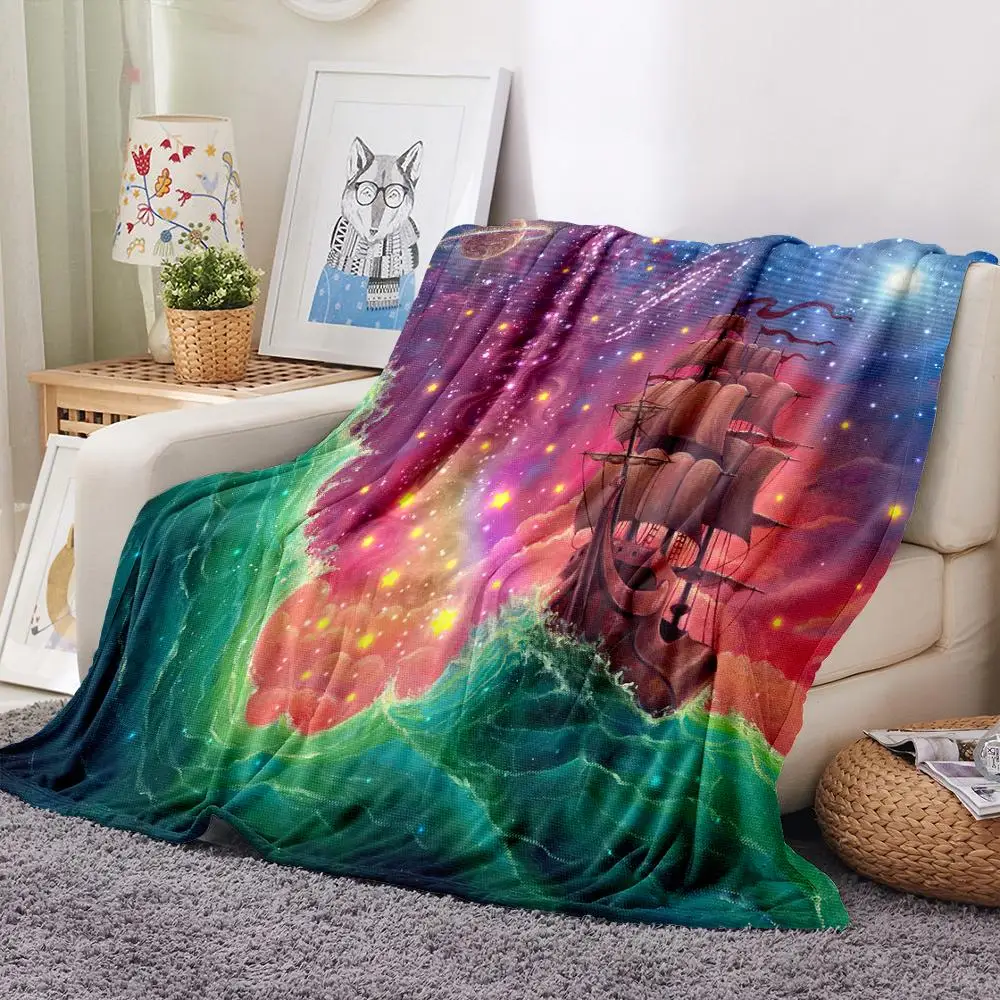 Фланелевое мягкое Флисовое одеяло с рисунком горного леса для путешествий