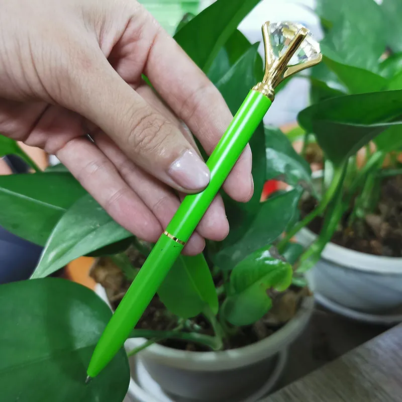 20 шт./лот Большой Хрустальный бриллиант головка шариковая ручка канцелярские принадлежности для студентов офисные бизнес подарки металлическая ручка зарегистрированная