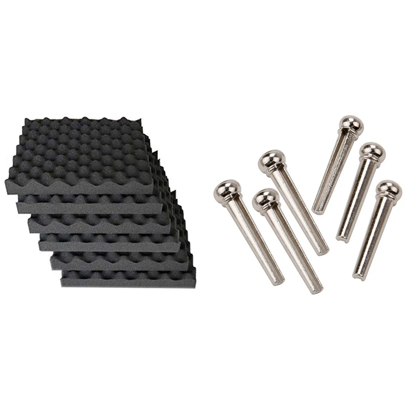 

6 шт Акустическая гитара мост строка ногтей шпильки с 6 шт. Звукоизоляционная пена Studio акустической клина пены полиуретановой пены