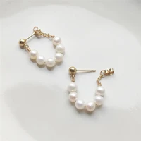 natural 5mm pearl earrings 14k gold filled pearl earrings handmade gold jewelry boho oorbellen brinco vintage women jewelry