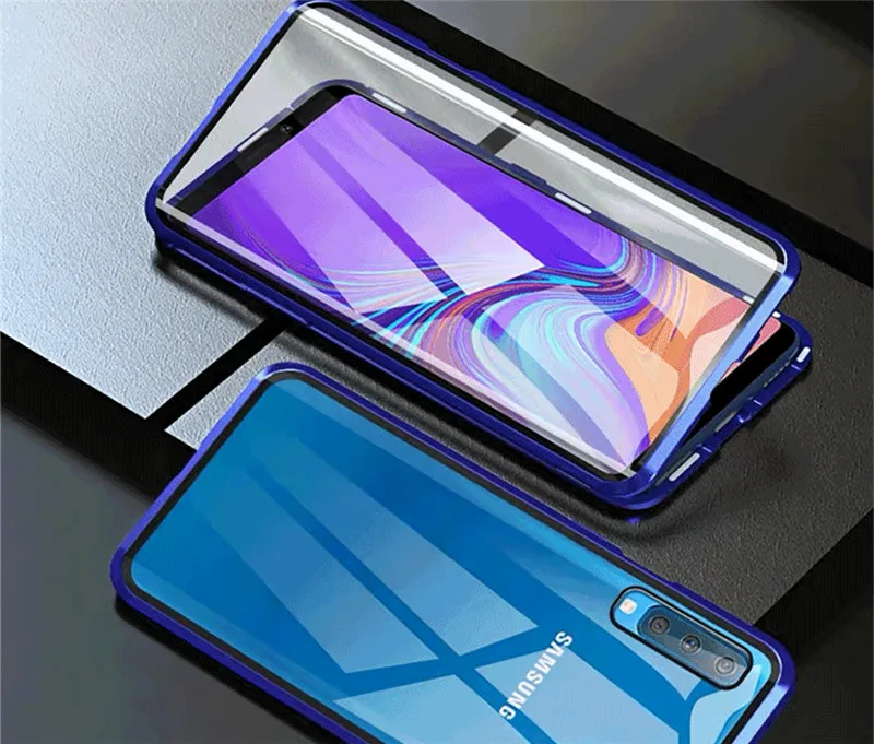 Магнитный чехол для Samsung Galaxy A9 2018 со встроенным стеклом магнитный адсорбционный