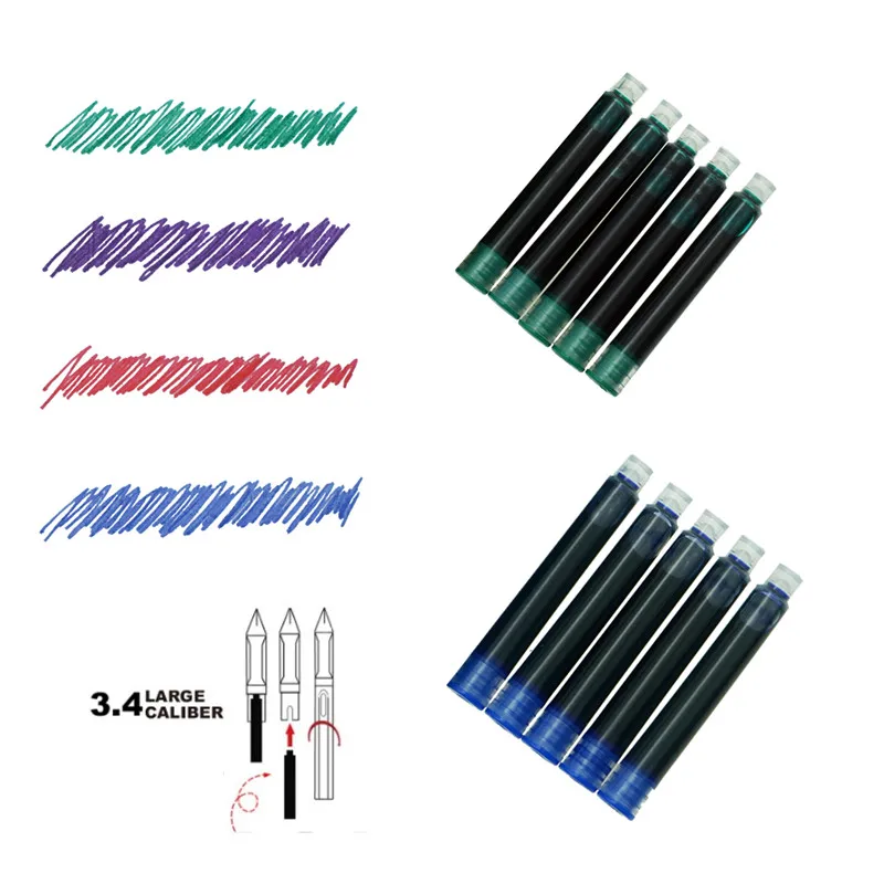 

20Pcs/lot Colourful Ink Sac Fountain Pen set Fountain Pen Ink Cartridges Refills Blue Black Drawing School Office Supplies