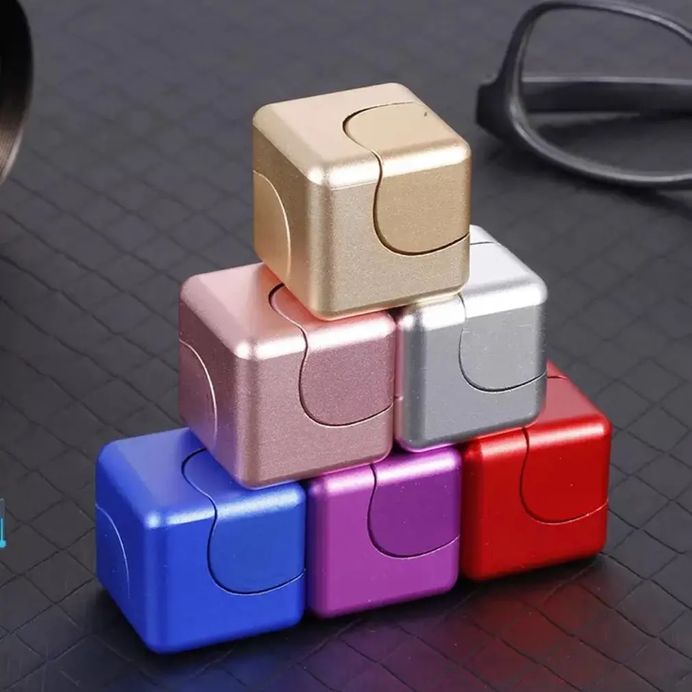 

Alloy Metal Square Finger Gyroscope Rotary Cube Decompression Toy Educational Toy Gift Square Cube Fidget Hand Spinner