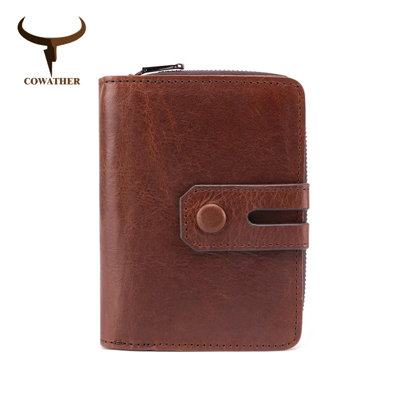 

COWATHER male purse top layer cow genuine leather card coin wallet for men big capacity vintage fashion design short wallets
