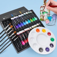 memory stain glass paint set with 6 nylon brushes 1 palette 1224 colors waterproof acrylic enamel painting kit for kids