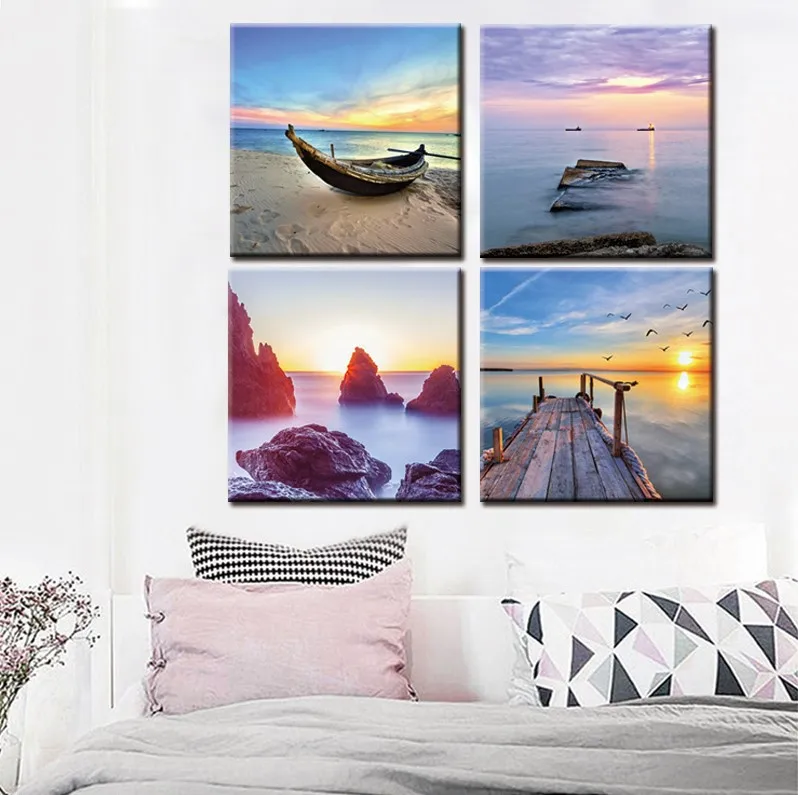Настенная картина с изображением пейзажа заката пляжа | Дом и сад