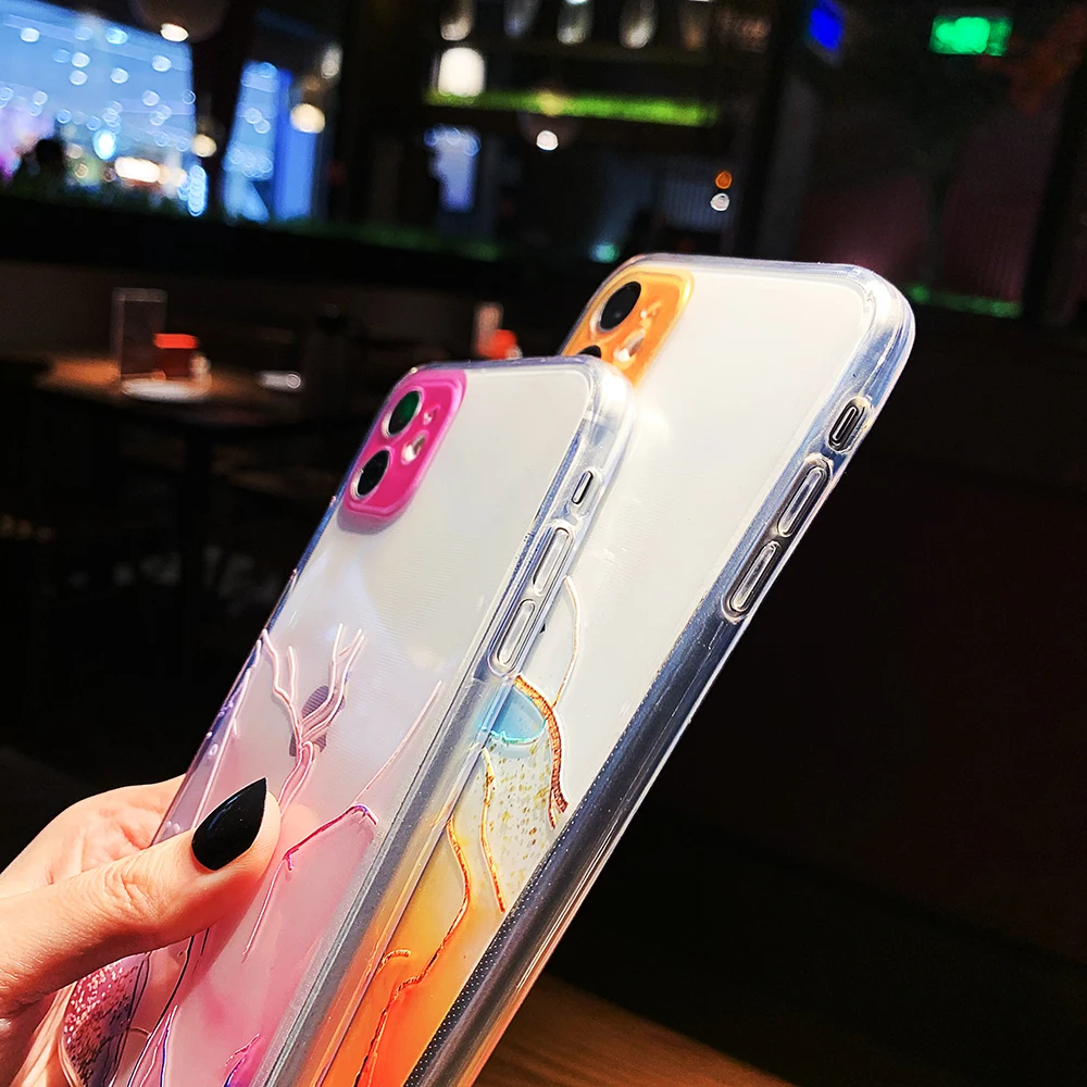 moskado Watercolor Painting Shockproof Phone Cover For iPhone 12 13 Mini 11 Pro Max X XR XS Max 7 8 Plus Soft Silicone TPU Cases