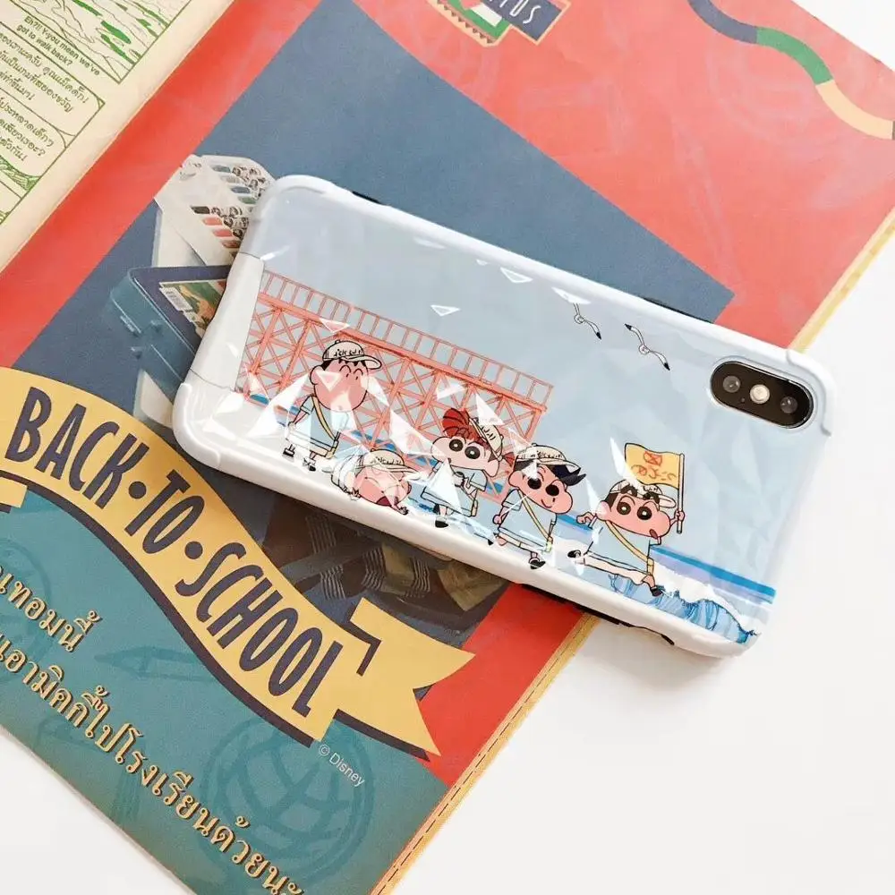 ORYKSZ Lovely Crayon Shin chan Glitter Diamond Soft Phone Case For iphone XS Max X XR 6 S 7 8 Plus Retro Capa |