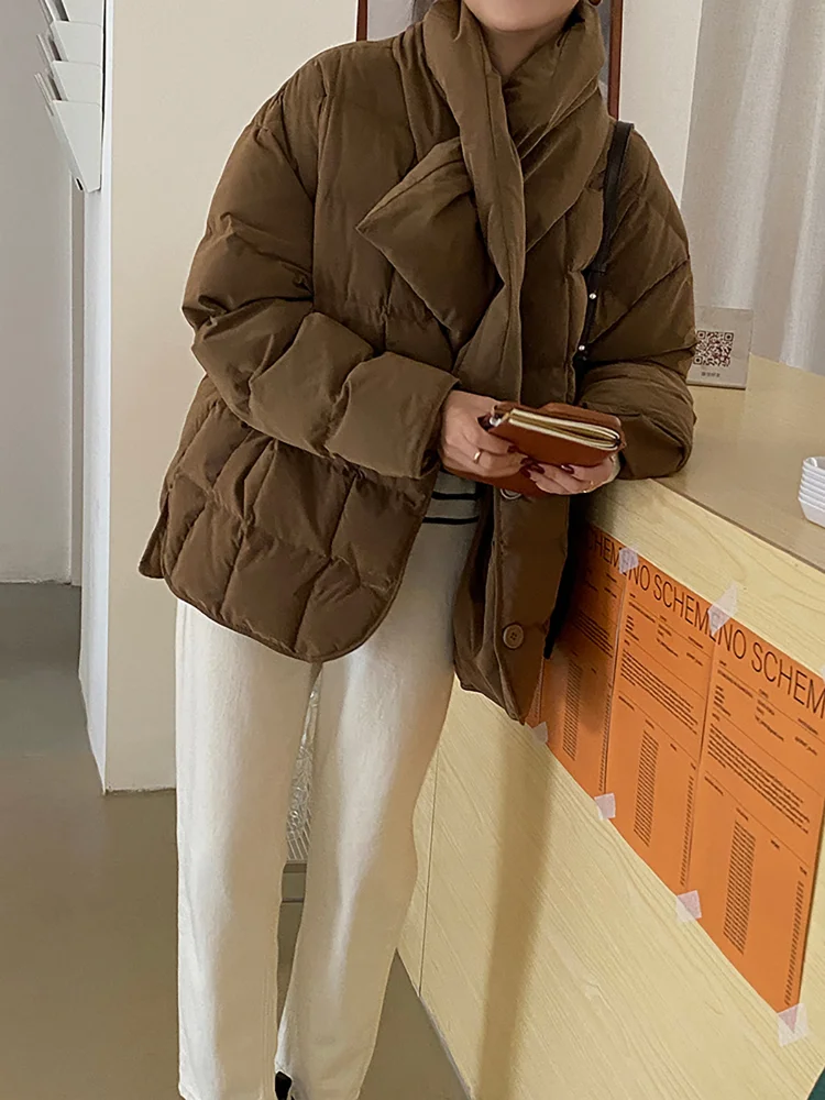 Female 2021 Loose Puffer Parkas Ladies Outwear Stand Collar Jackets Solid Parka Streetwear Winter Coat Women Jacket Parkas