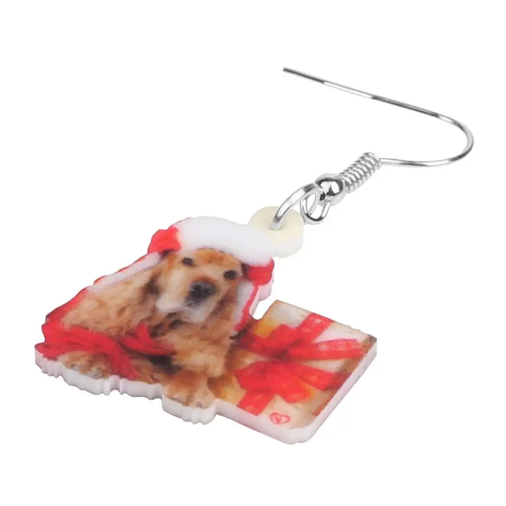 Bonsny акриловые рождественские серьги в виде кокер-спаниеля с собакой подарочной