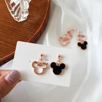 cute bear asymmetry stud earrings wholesale crystals ear clip 2021 anime mouse charm jewelry for women korean gifts accessories