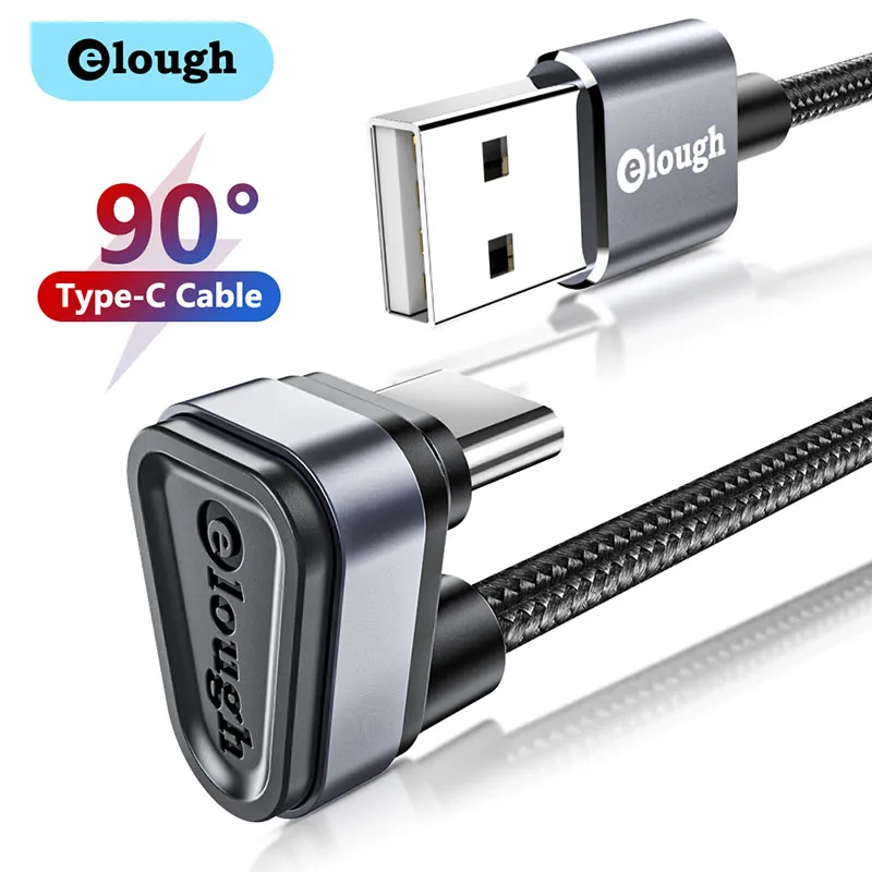 

Elough USB C Cable 2.4A Fast Phone Charger Type C Cable For Xiaomi Poco Samsung Huawei Phone Charging Cord Elbow USB Data Cable