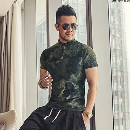 Мужская хлопковая приталенная рубашка поло с коротким рукавом|Поло| |