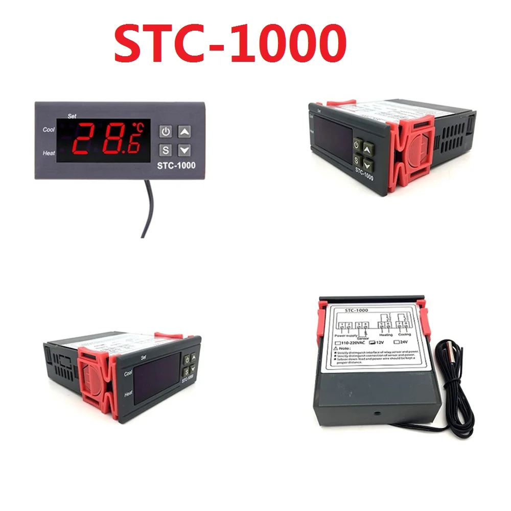 Цифровой Температура контроллер STC 1000 12V 24V 110V 220V нагревательный Охлаждающий