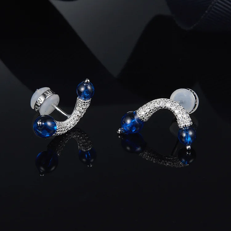 Женские серьги-гвоздики из серебра 925 пробы с фианитом | Украшения и аксессуары