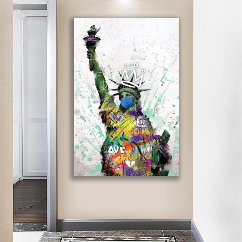 

Modern Graffiti Liberty Canvas Art Paintings on the Wall Posters and Prints Abstract Street Art of Liberty Pictures Home Decor