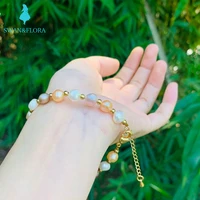 freshwater pearl bracelet 14k gold three colors of baroque pearls women