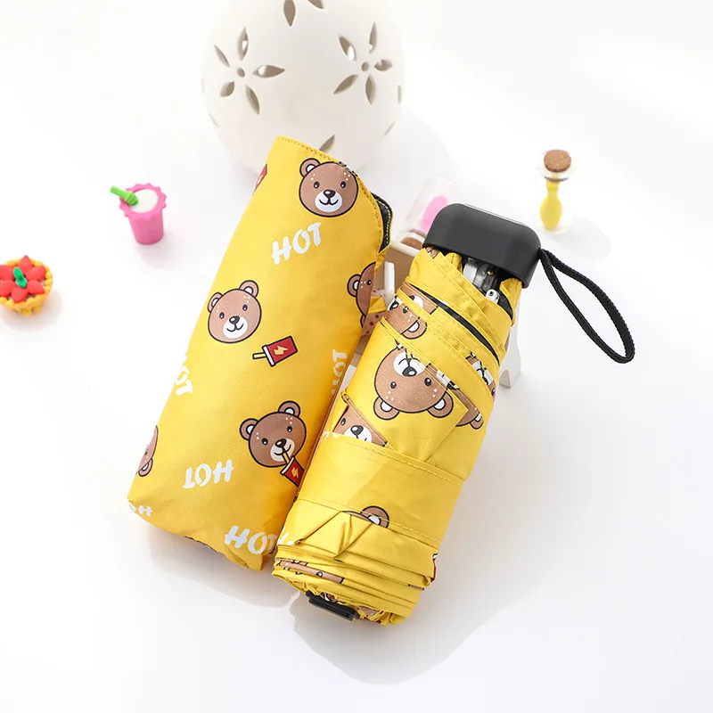 Милый Зонт с медведем дождь женские складные зонты пятью карманами зонтик для