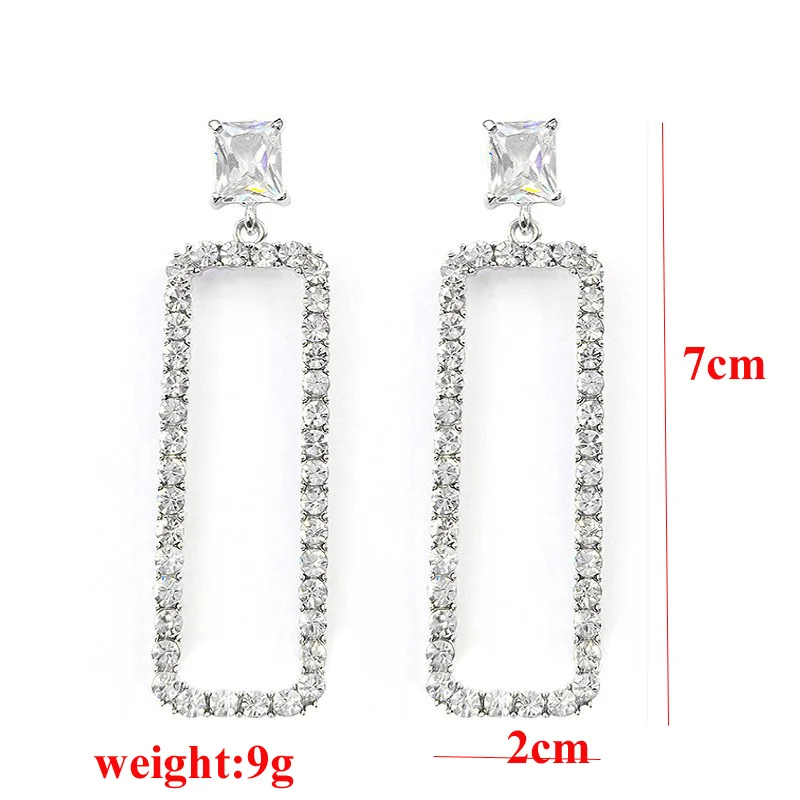 Exknl длинные висячие серьги с кристаллами прямоугольные модные ювелирные изделия