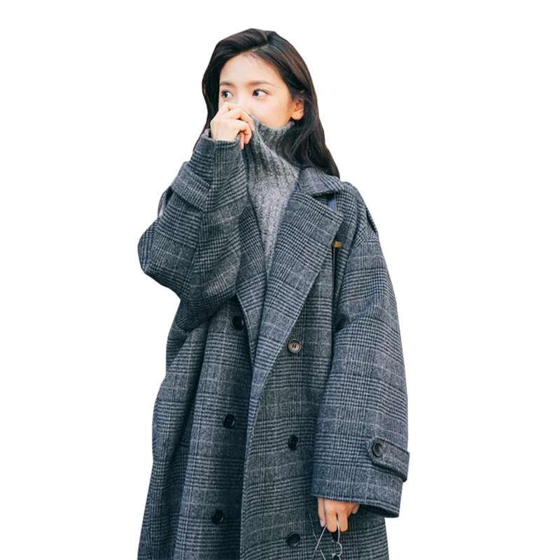 Осенне зимнее модное шерстяное пальто X Long Женская свободная шерстяная куртка в