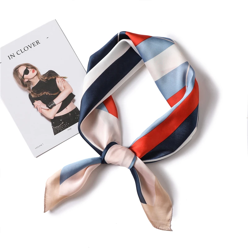 

Lady Print Silk Scarf Hair Neck Band Office Tie Foulard Lady Square Scarves Bag Band Head Kerchief 70*70 Cm