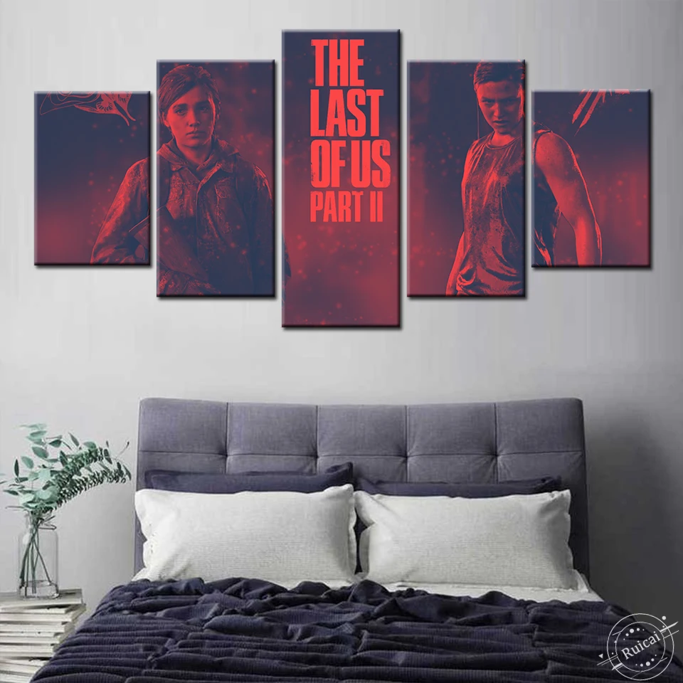 Постер The Last of Us видеоигра выживание зомби ужас действие 5 шт. холст настенная
