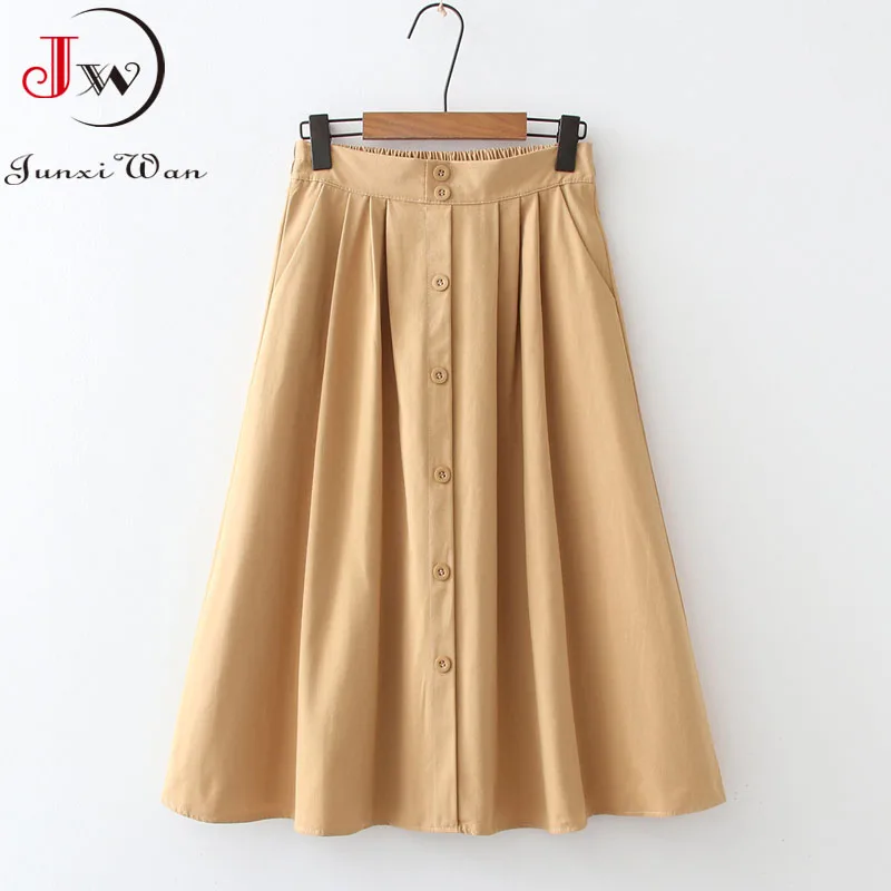 Женская летняя хлопковая юбка для девочек элегантная однотонная Весенняя