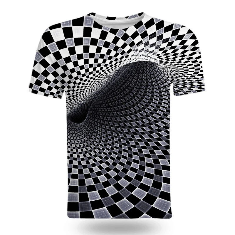

2021 Summer Fashion 3D Print Dizziness Tunnel T-Shirt Cool Men/Female Round Neck Trendy Shirts European Size S-4XL