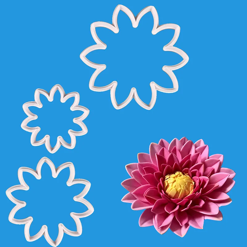 3 шт. цветок георгина помадка печенье резак для торта выталкиватель штамп Плунжер