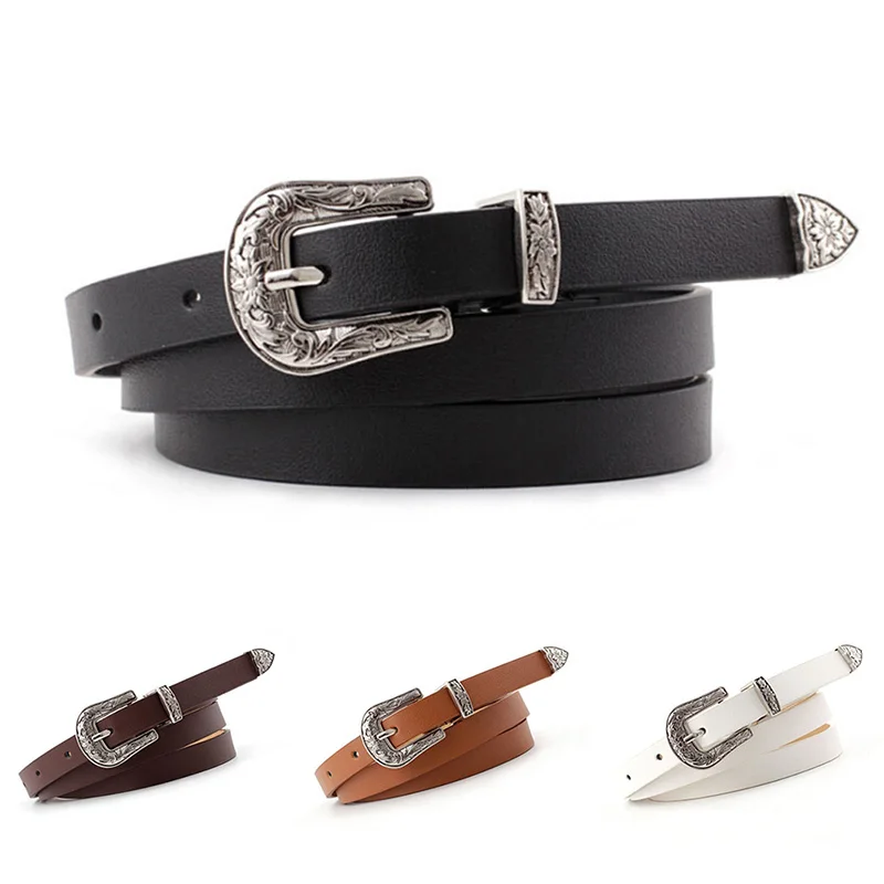 

1PCS Colorful Female Belt Waistband Women Dress Belts With Metal Buckle Cute Strap Narrow Faux Pu Leather Waist