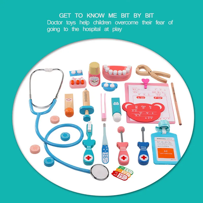 Детский деревянный набор игрушек для врача имитация семейного медсестры