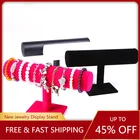 Модный черный бархатный T-образный демонстрационный стенд для браслетов и часов, однослойный демонстрационный стеллаж для ювелирных изделий из замши, полка для хранения