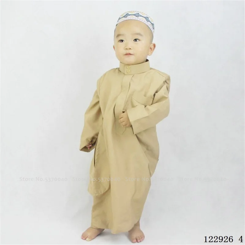 Мальчики Abaya молитва традиционная исламская одежда Арабские дети Jubba Thobe
