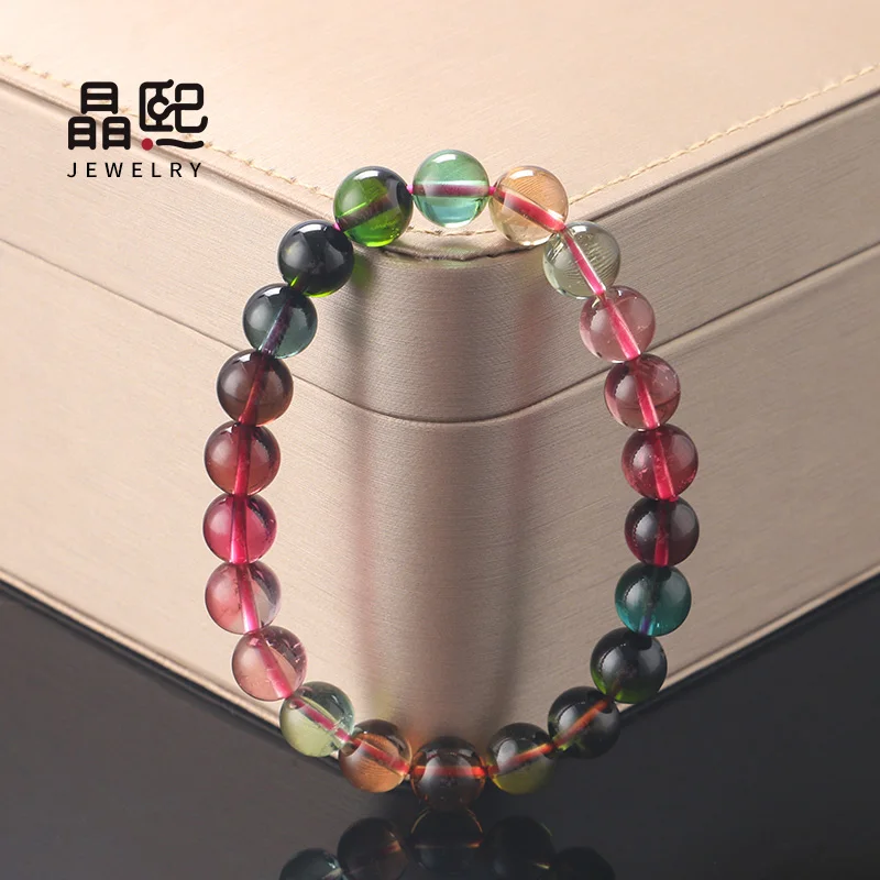 Браслет женский из арбуза и турмалина ожерелье цепочки 18 К натурального