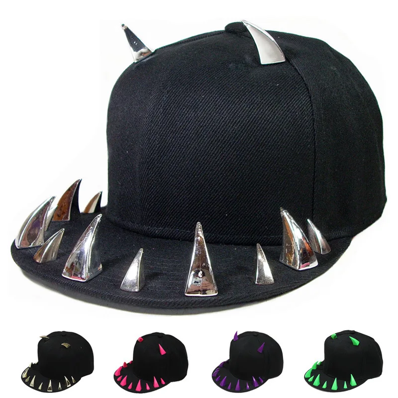 

Adult Hip Hop PUNK Rock Full Spike Studs Rivets Snapback Caps Men Bboy Cool Flat Peaked Baseball Hats