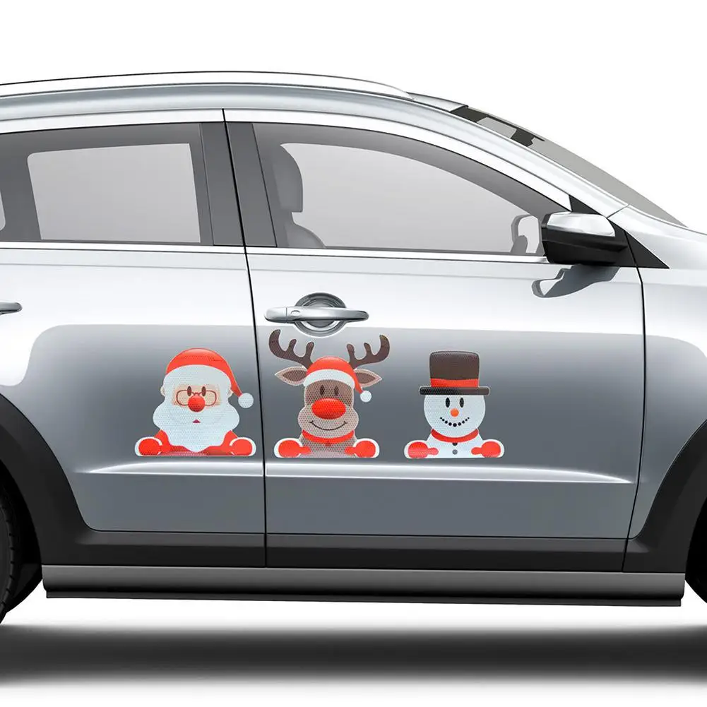 

Забавные автомобильные окна олень Санта-Клаус Снеговик магниты на холодильник наклейка s набор автомобильный Рождественский кузов наклейк...